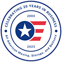 Celebrating 20 Years in Business. All American Moving Storage and Delivery